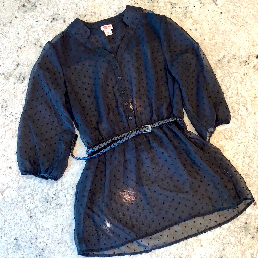 Sheer Black Mossimo Swiss Dot Blouse S